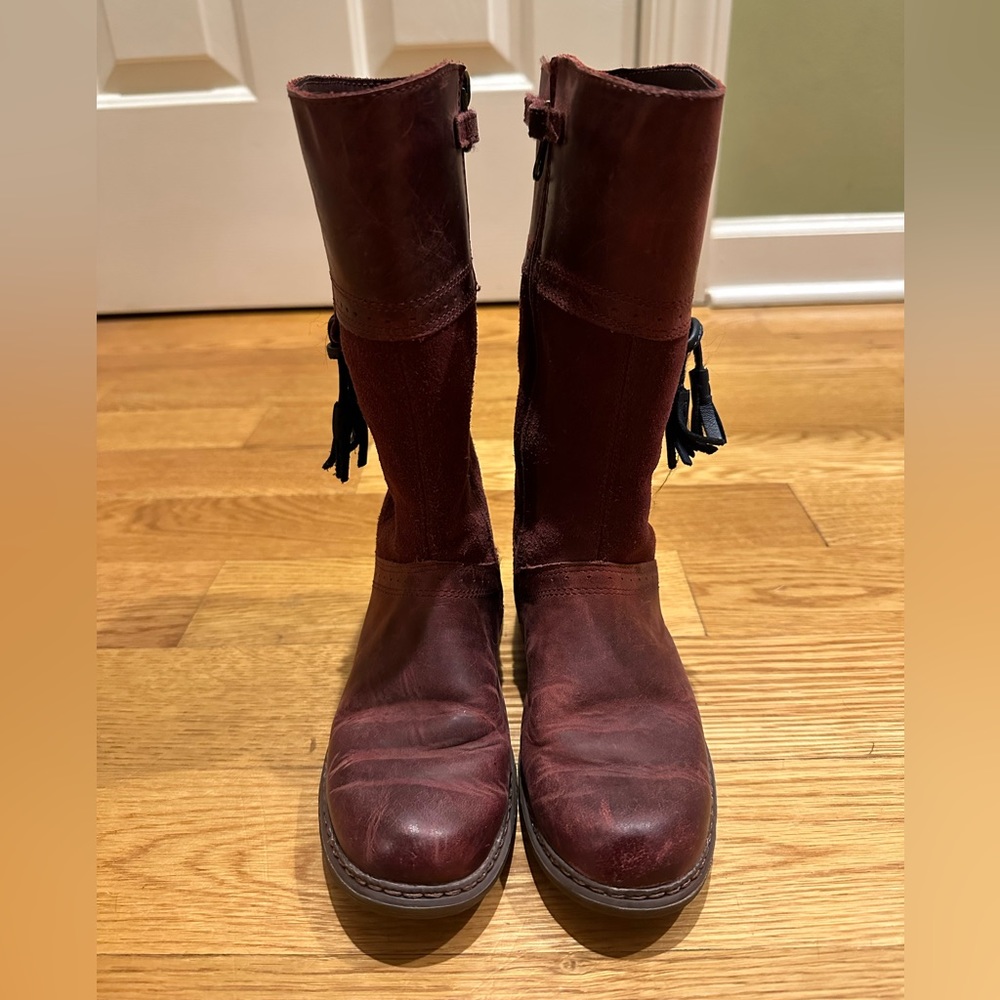 Timberland riding boots burgundy leather/suede size toddler 12.5